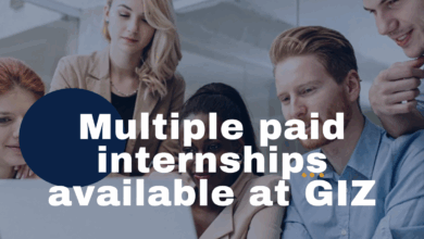 GIZ offering multiple paid internships(x9). APPLY NOW